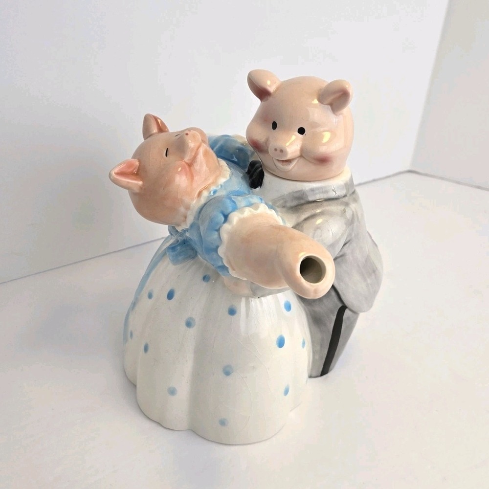Applause Inc Vtg Dancing Pigs Ceramic‎ Teapot Balleoom Collection Cottagecore